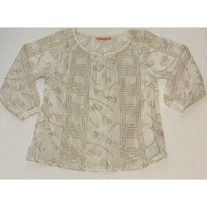 Oliphant Women's 3/4 Sleeve Blouse Ivory Cream 100% Cotton XS